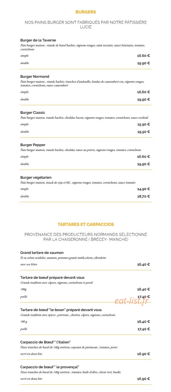 La Taverne — carte page 4