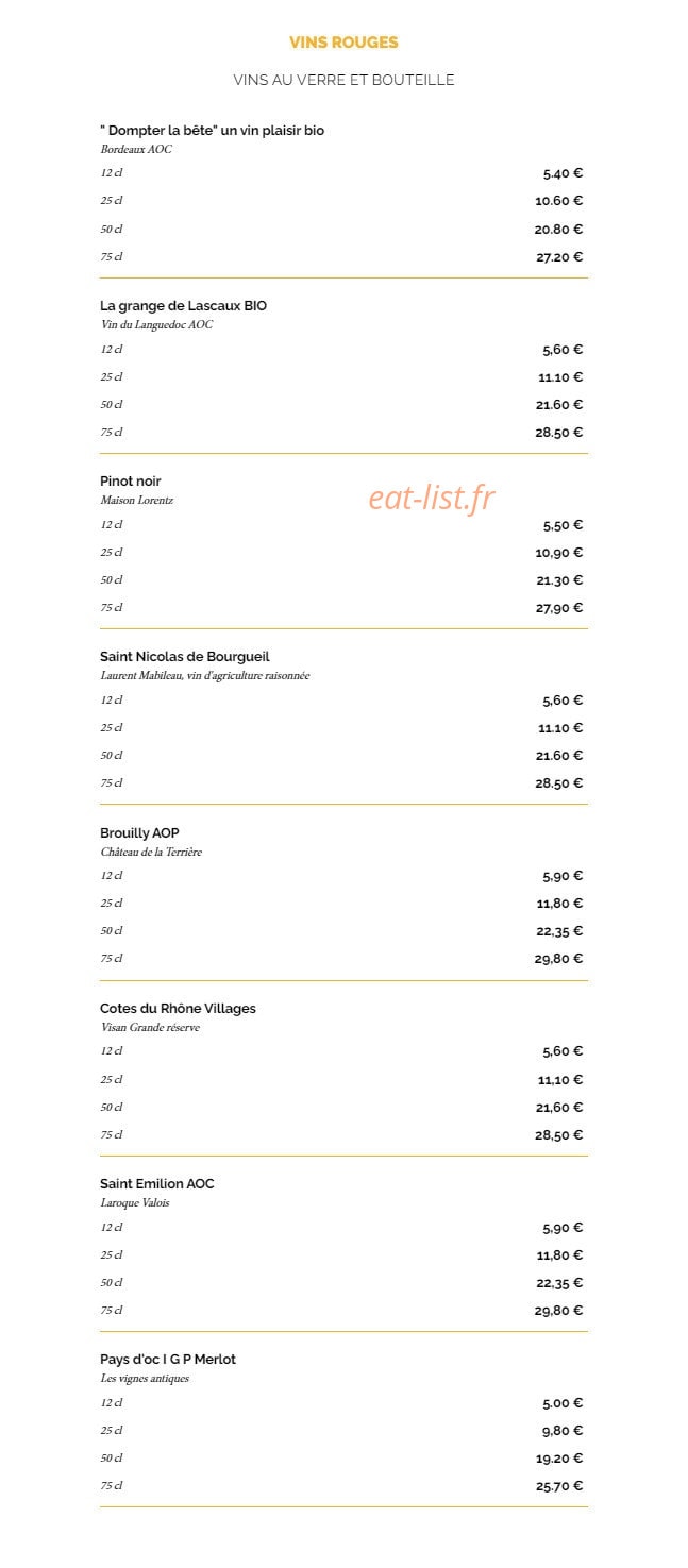 La Taverne — carte page 15