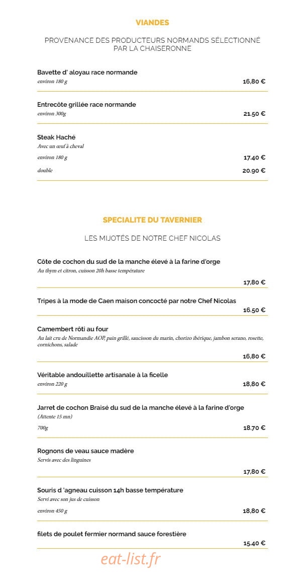 La Taverne — carte page 5