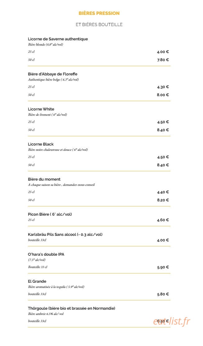 La Taverne — carte page 16