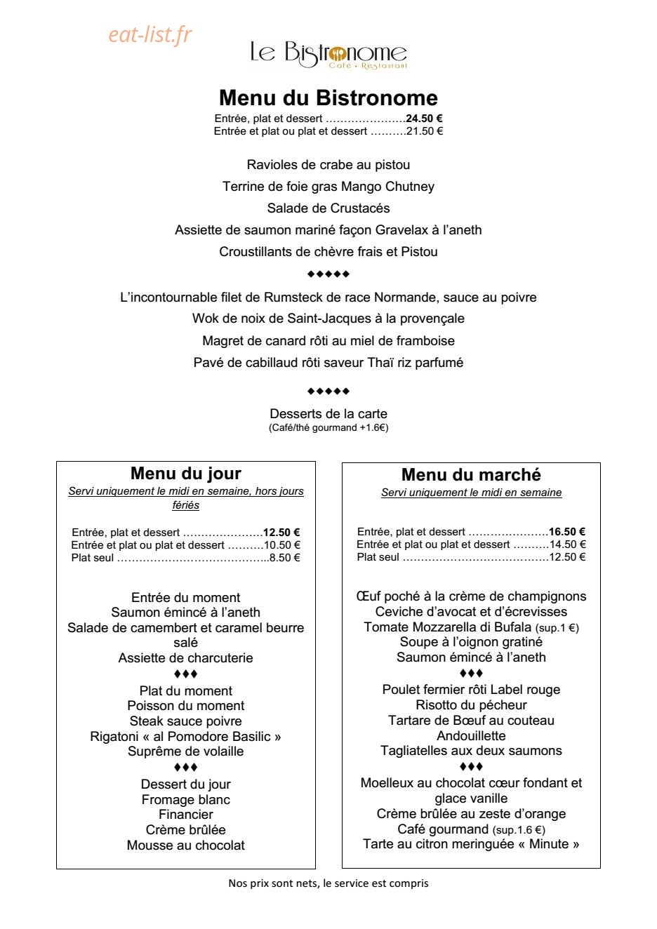 Le Bistronome — carte page 2