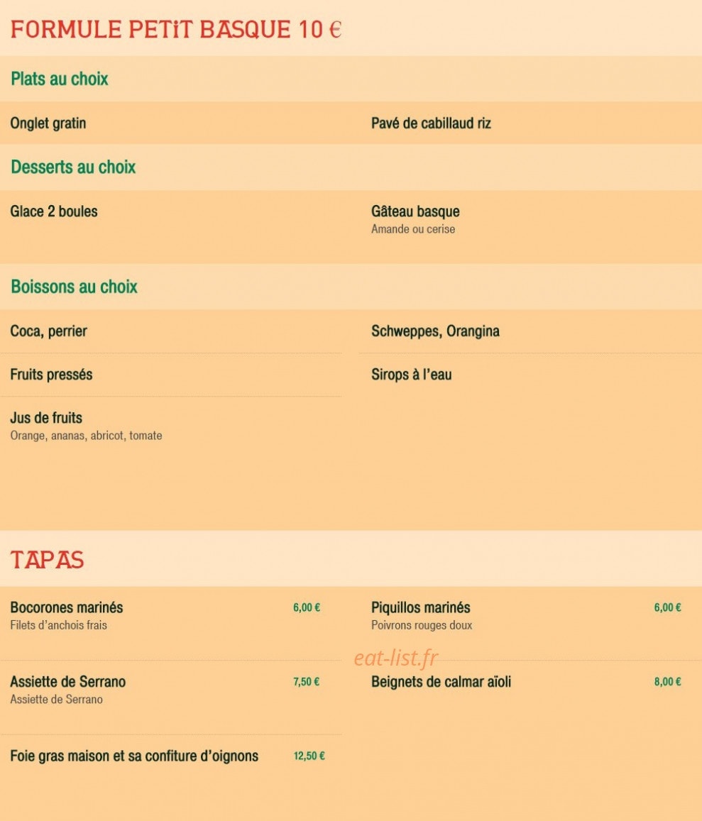 Le Bistrot Basque — carte page 8