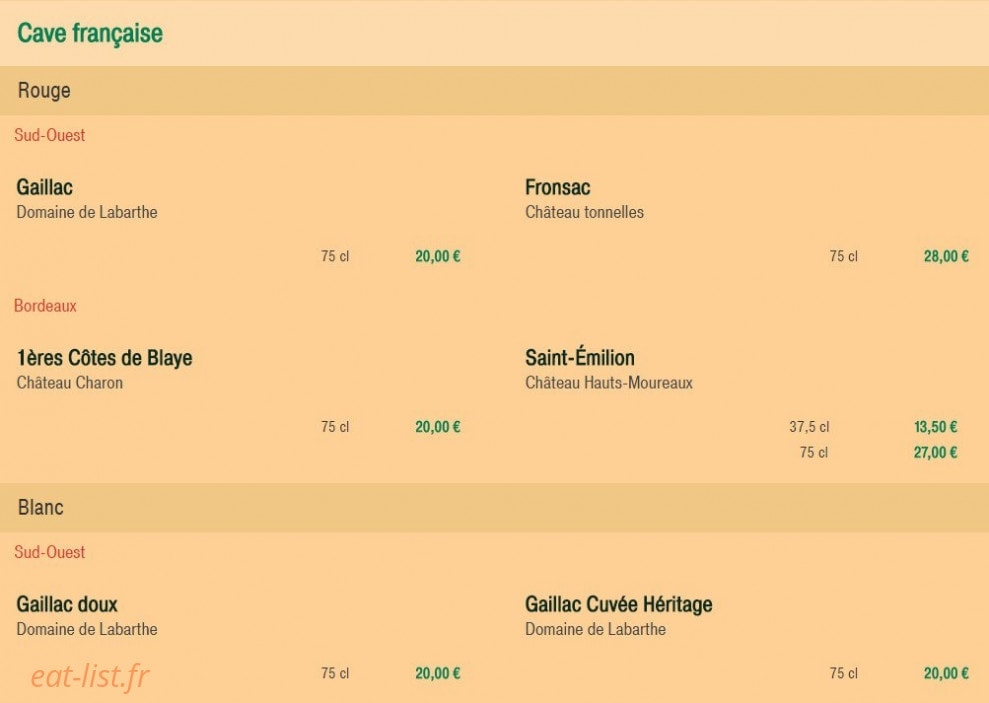 Le Bistrot Basque — carte page 13