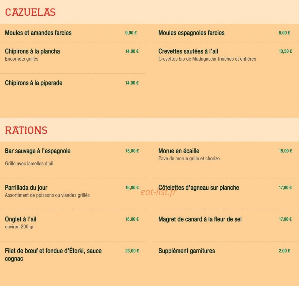 Le Bistrot Basque — carte page 9