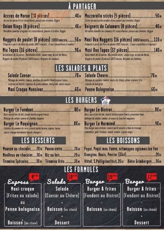 Le Bistrot — carte page 1