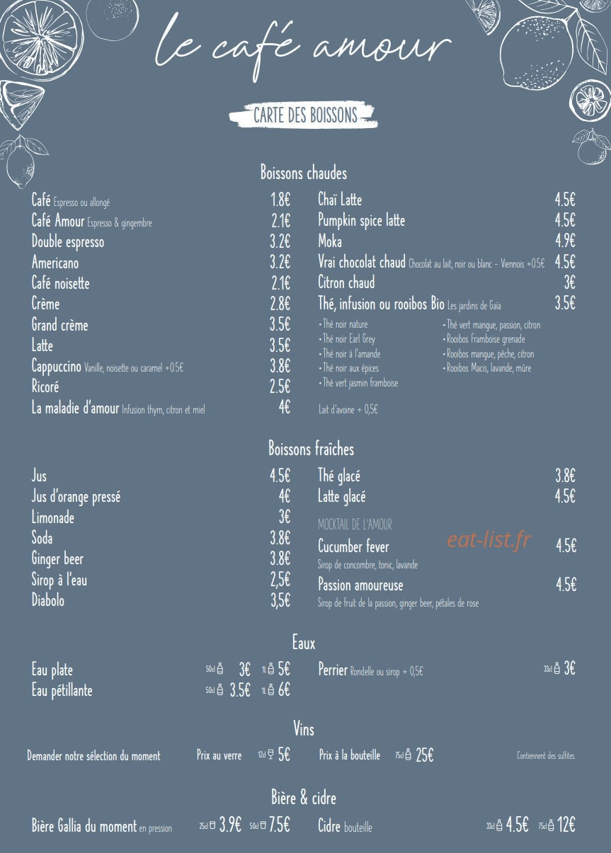 Le café Amour — carte page 2