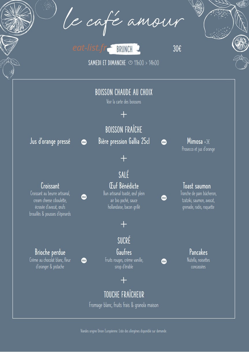 Le café Amour — carte page 7