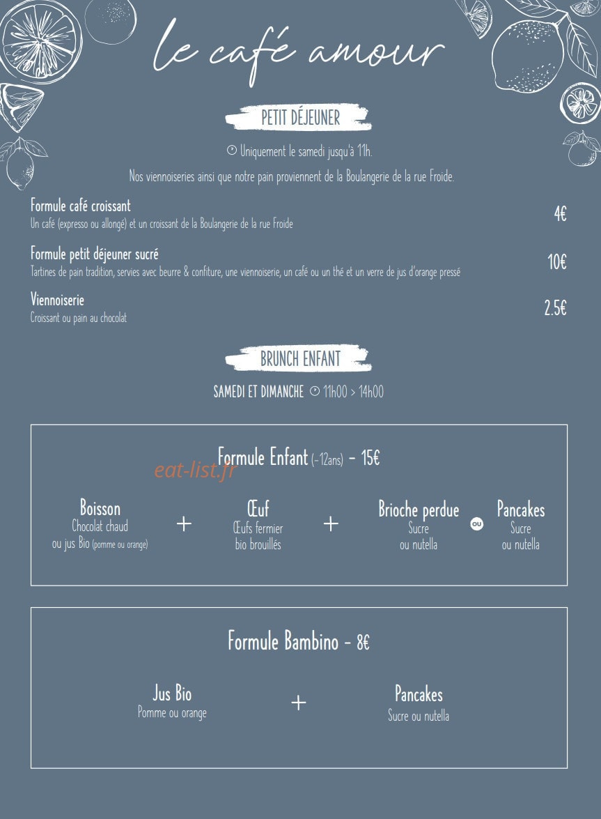 Le café Amour — carte page 6