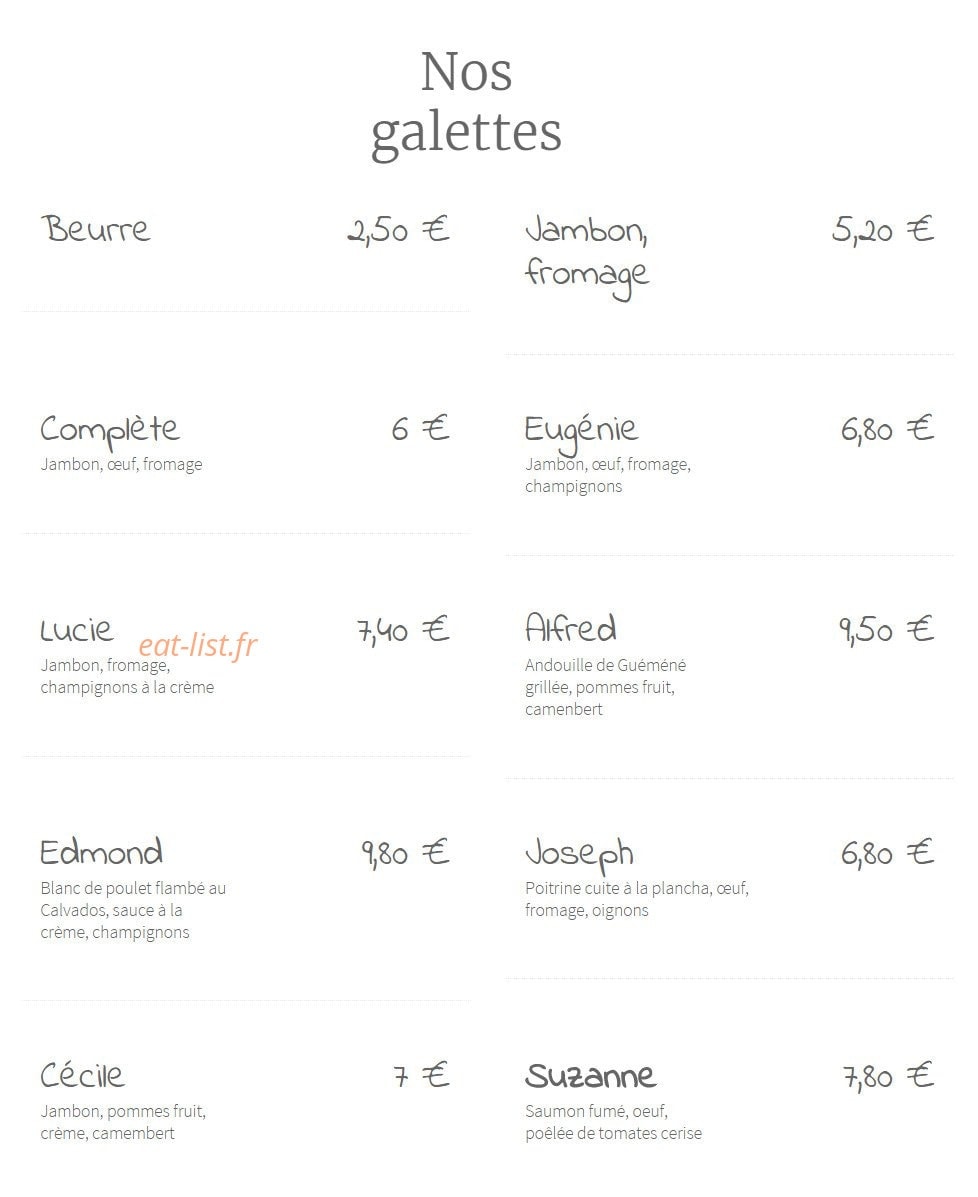 Le Grenier à Crêpes — carte page 1