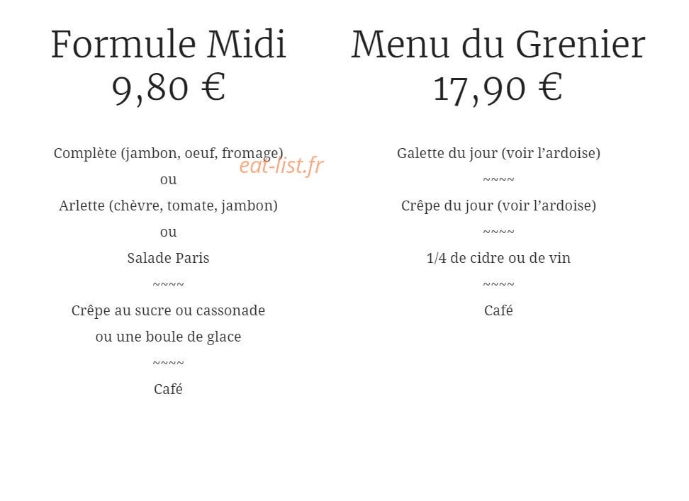 Le Grenier à Crêpes — carte page 8