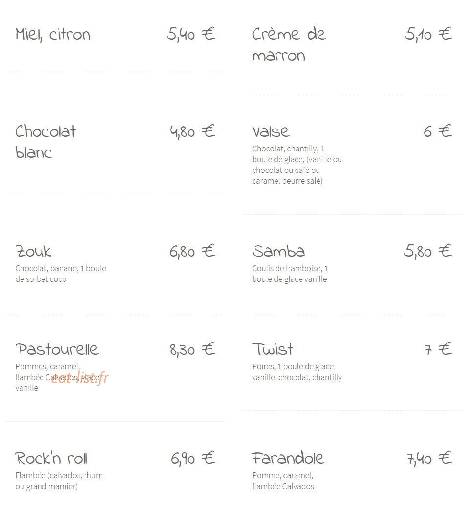Le Grenier à Crêpes — carte page 6