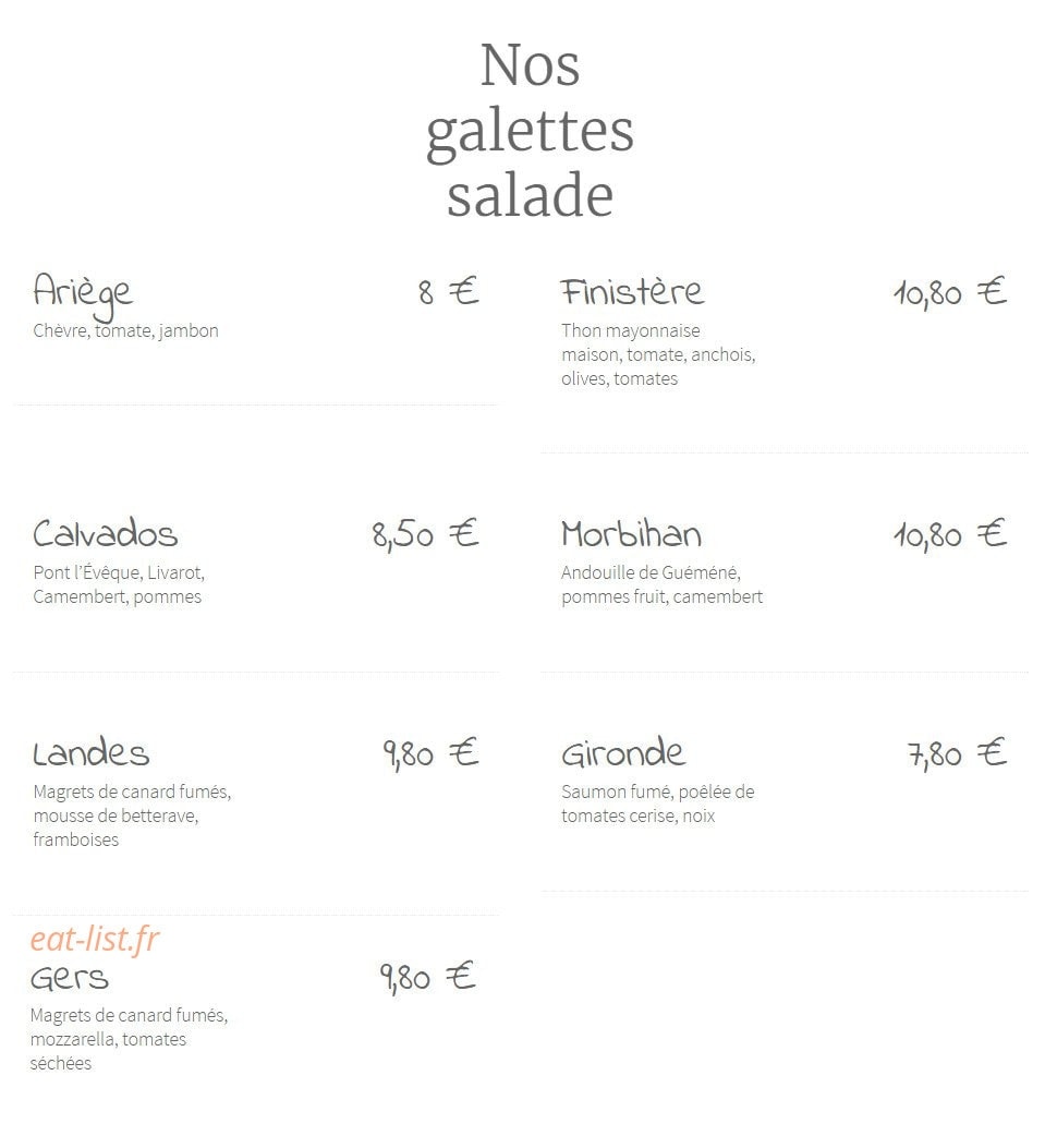 Le Grenier à Crêpes — carte page 3