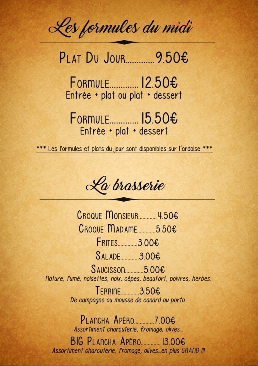 Le Newport Café — carte page 1