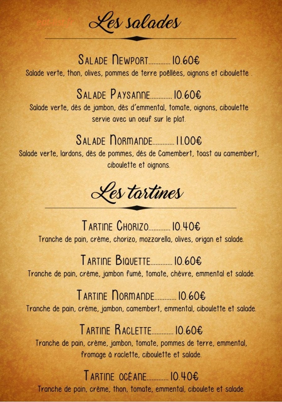 Le Newport Café — carte page 2