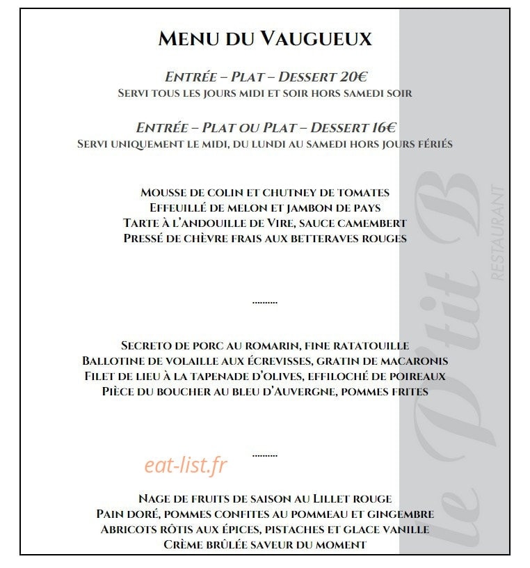 Le P'tit B — carte page 2