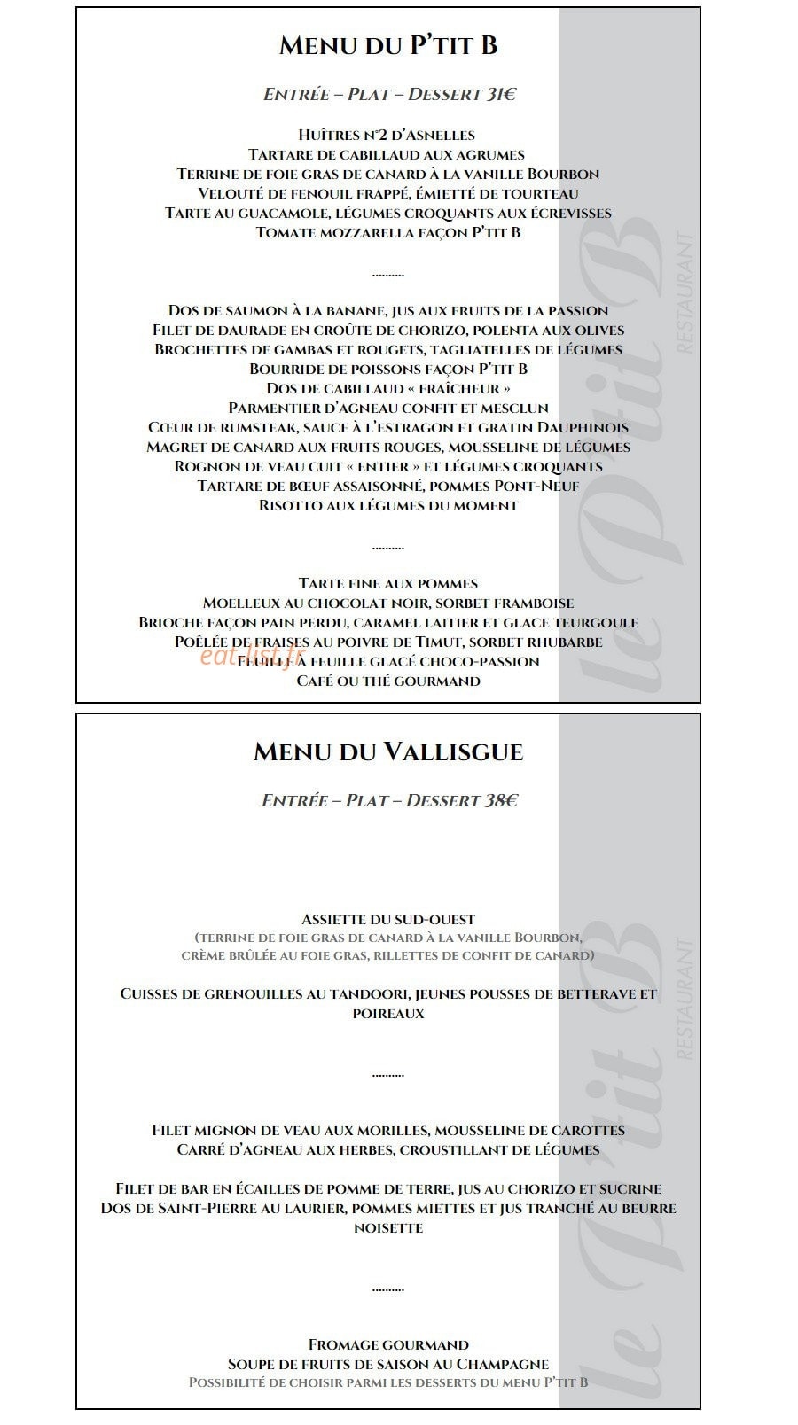 Le P'tit B — carte page 1