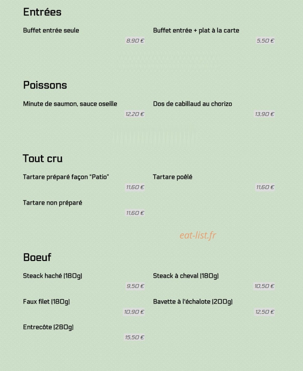 Le Patio Caen — carte page 1