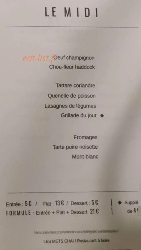Les Mets Chai — carte page 2
