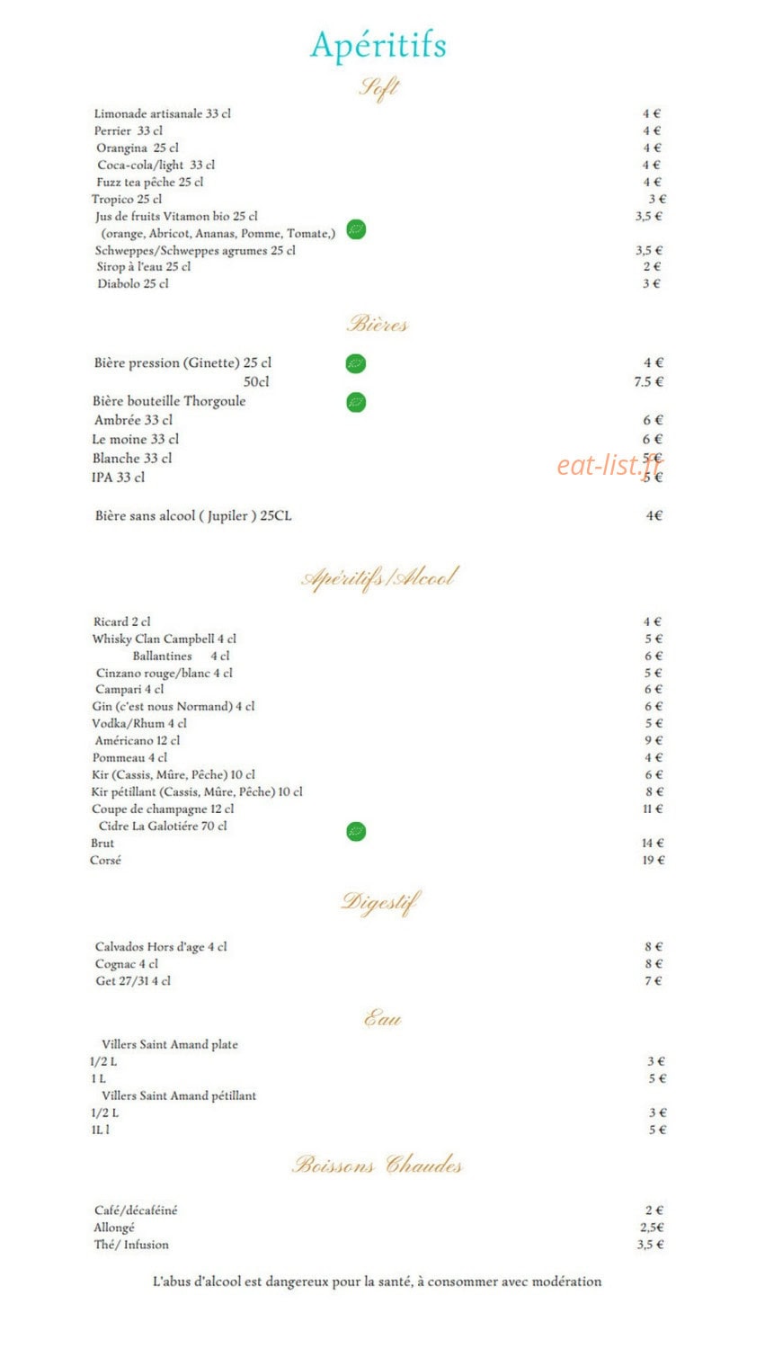 Les Papilles — carte page 4