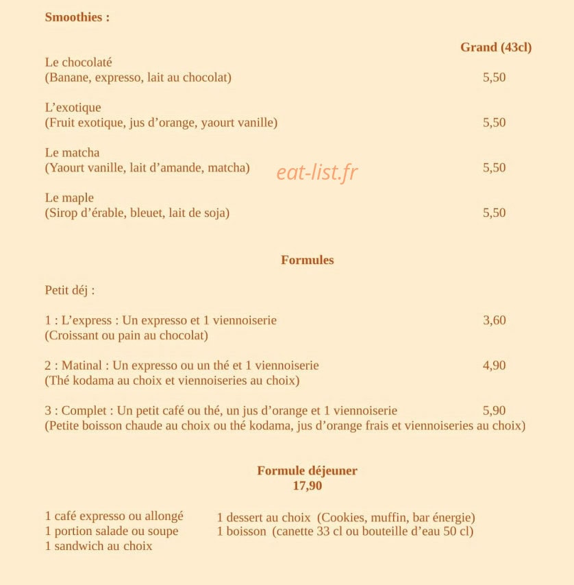 Mapple Coffee — carte page 1
