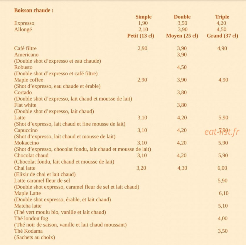 Mapple Coffee — carte page 3