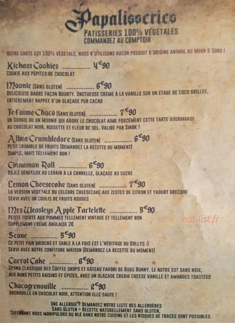 Moon & Sons — carte page 2