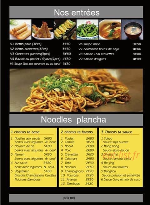 Noodle Bar — carte page 1
