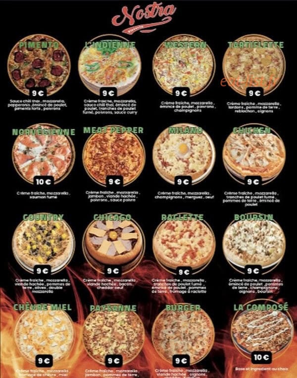 Nostra Pizza Caen — carte page 1