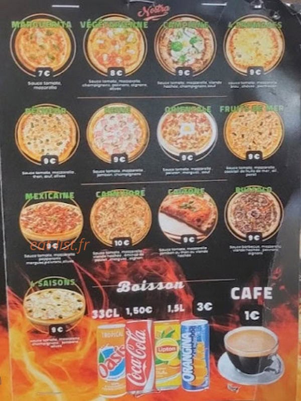 Nostra Pizza Caen — carte page 3