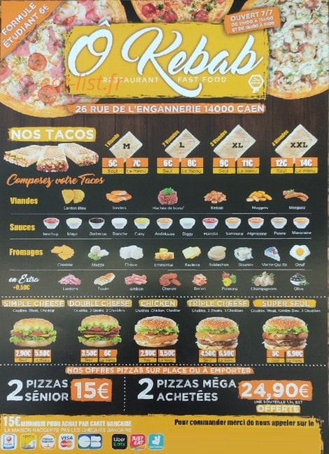 Ô Kebab — carte page 1