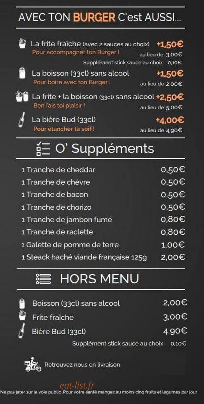 O'Pain Burger — carte page 2