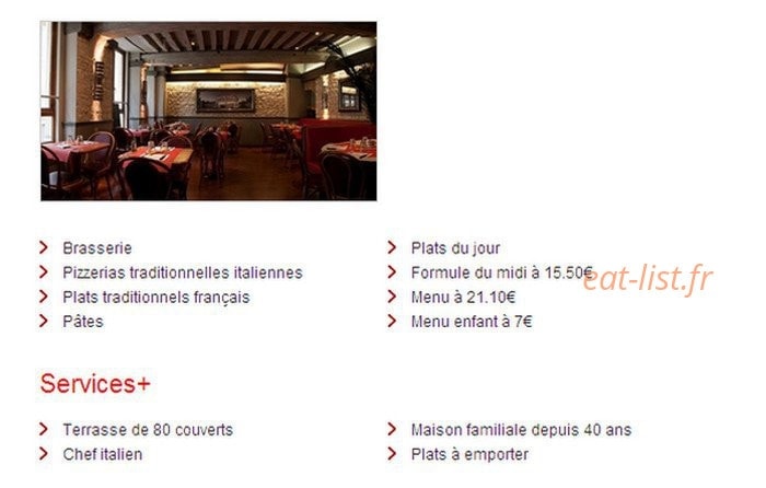 Pizza La Maison d'Italie — carte page 1