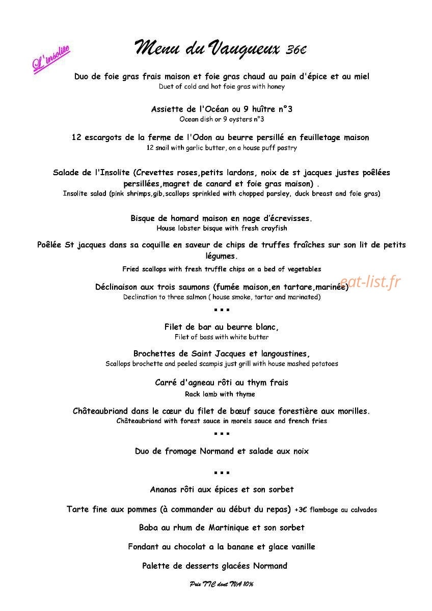 Restaurant L'Insolite — carte page 7