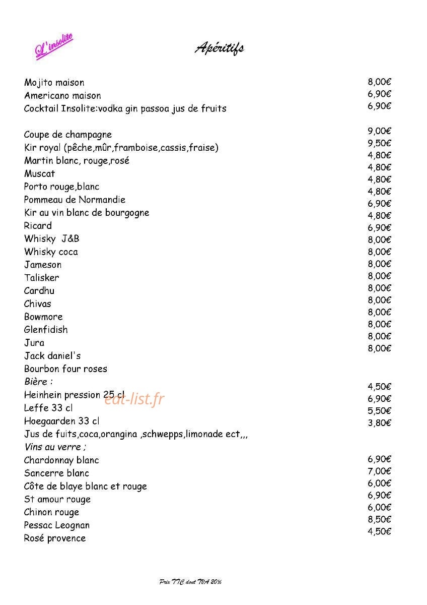 Restaurant L'Insolite — carte page 4