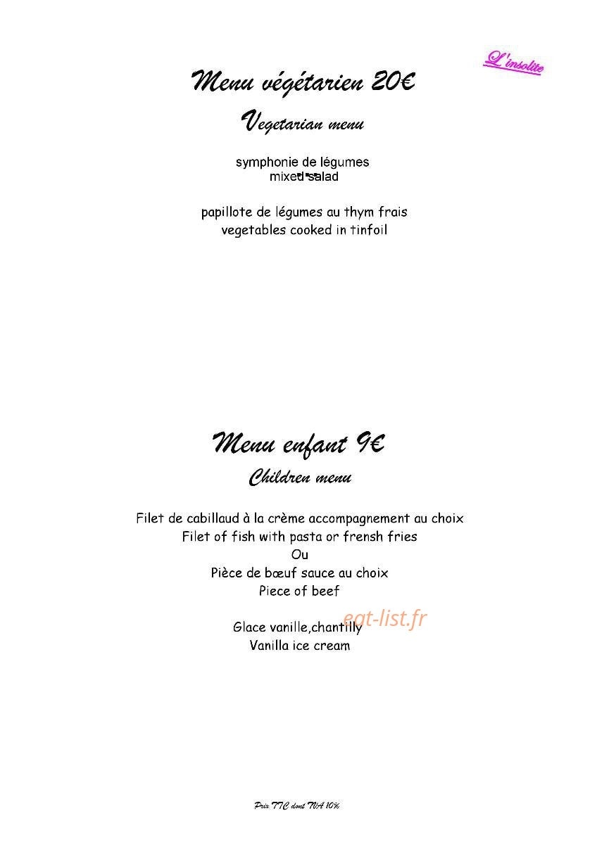 Restaurant L'Insolite — carte page 8