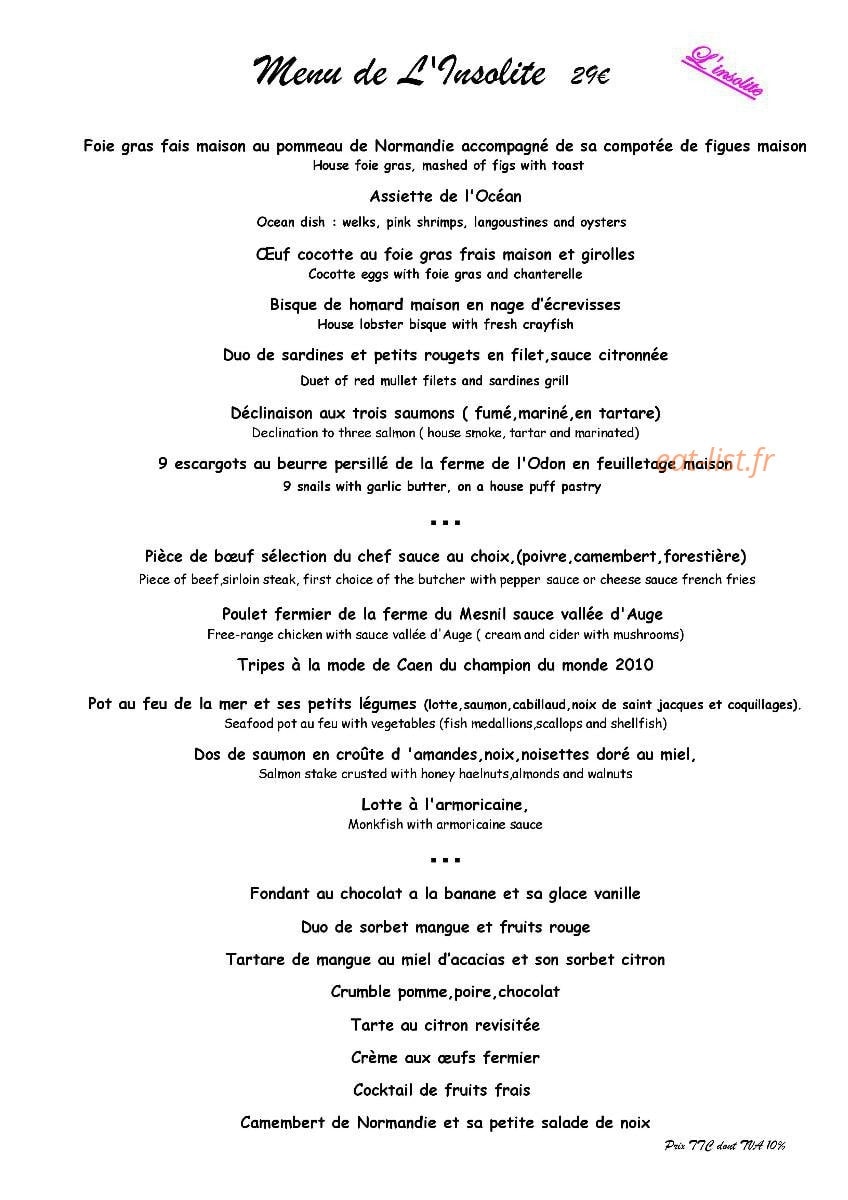 Restaurant L'Insolite — carte page 6