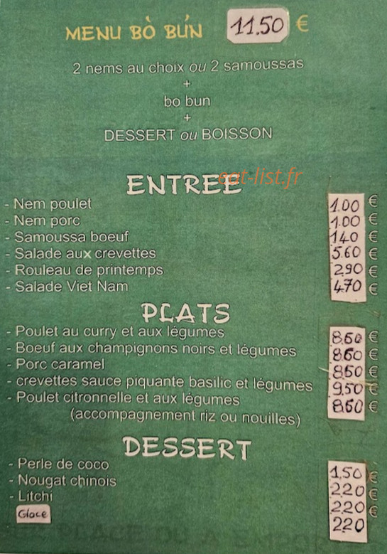 Saveurs du Viêtnam — carte page 1