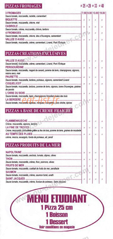 Tony Pizza — carte page 3