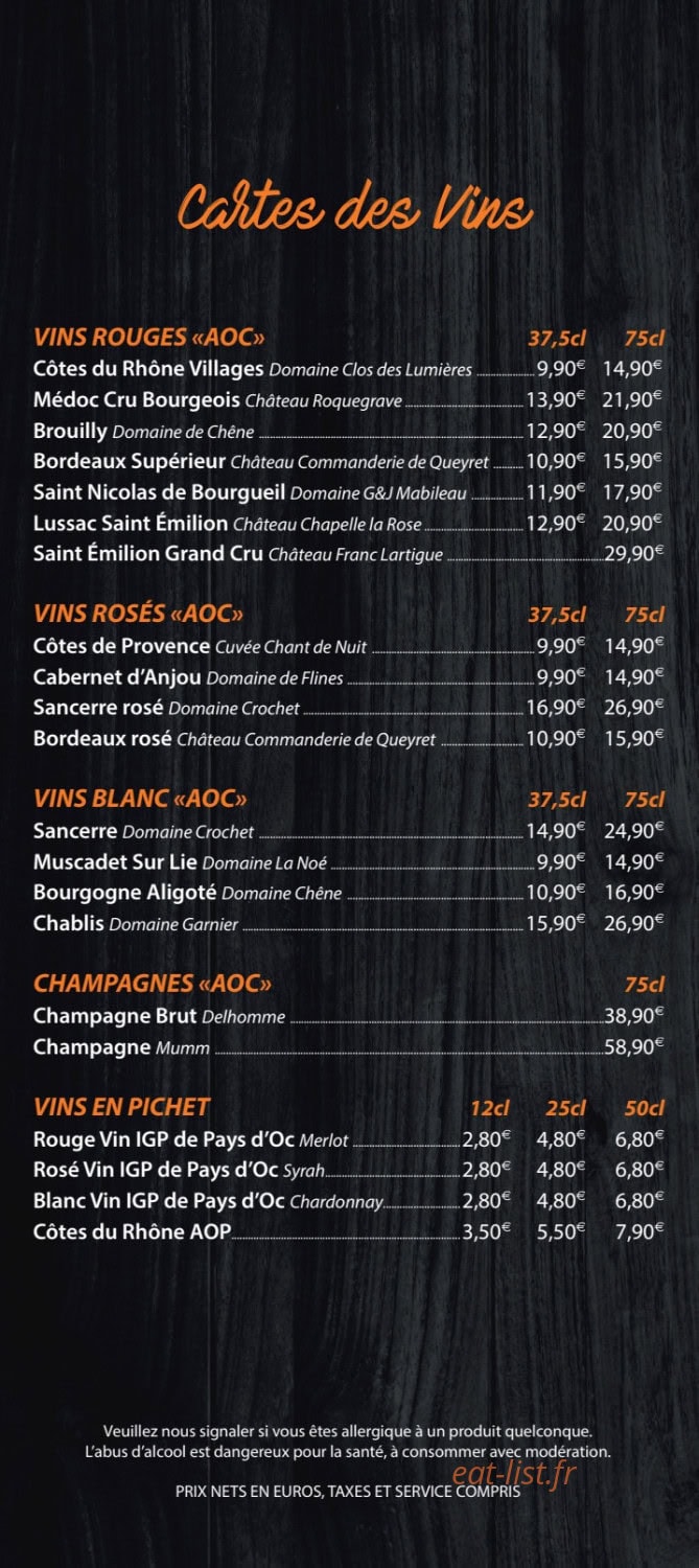 Buffet de Lisieux — carte page 1
