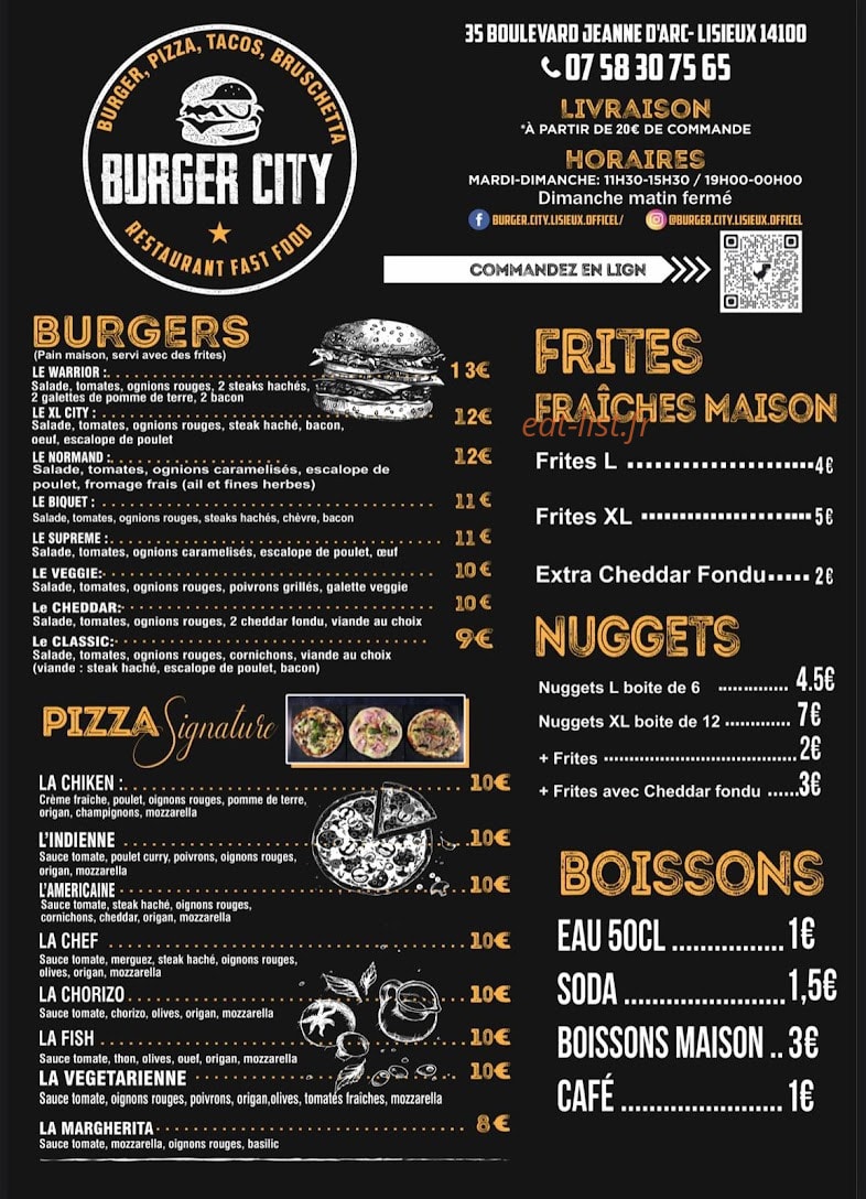 Burger city — carte page 1