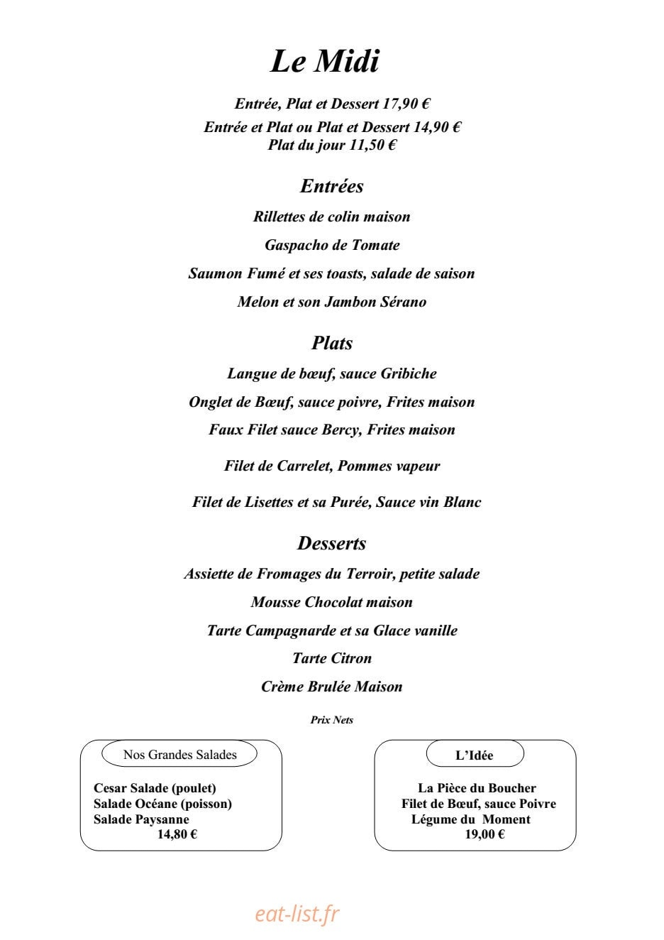 Café de la Basilique — carte page 1