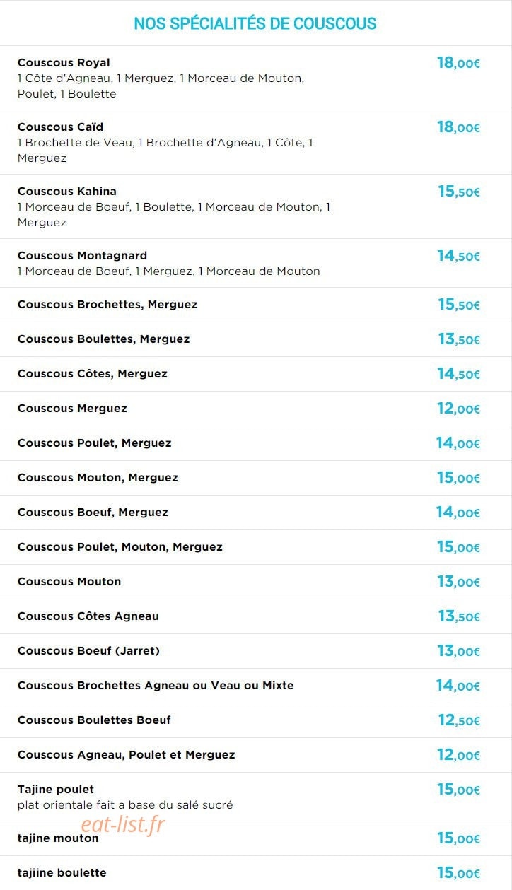 La Couscousserie — carte page 3