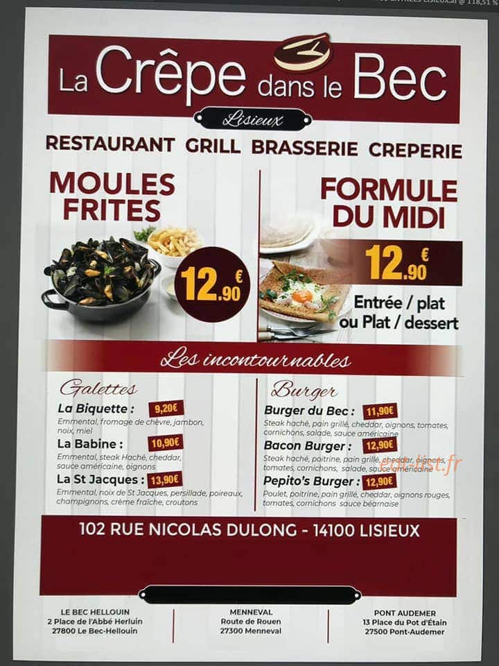 La Crêpe Dans le Bec — carte page 1