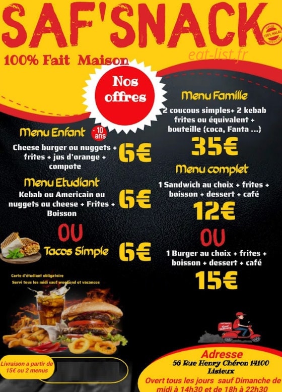 Saf Snack — carte page 1