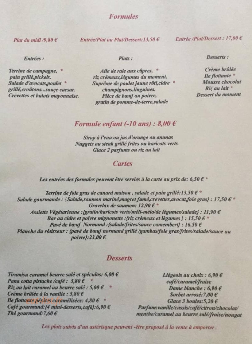 Cafe Des Quais — carte page 1