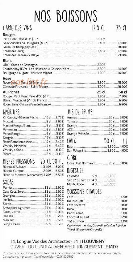 Chez L'Artiste — carte page 3