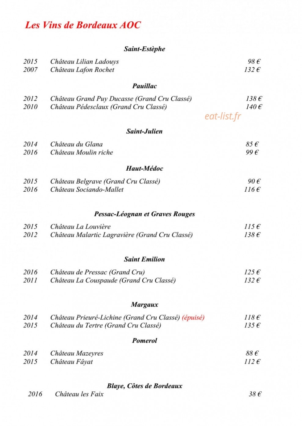 Restaurant raffiné — carte page 4