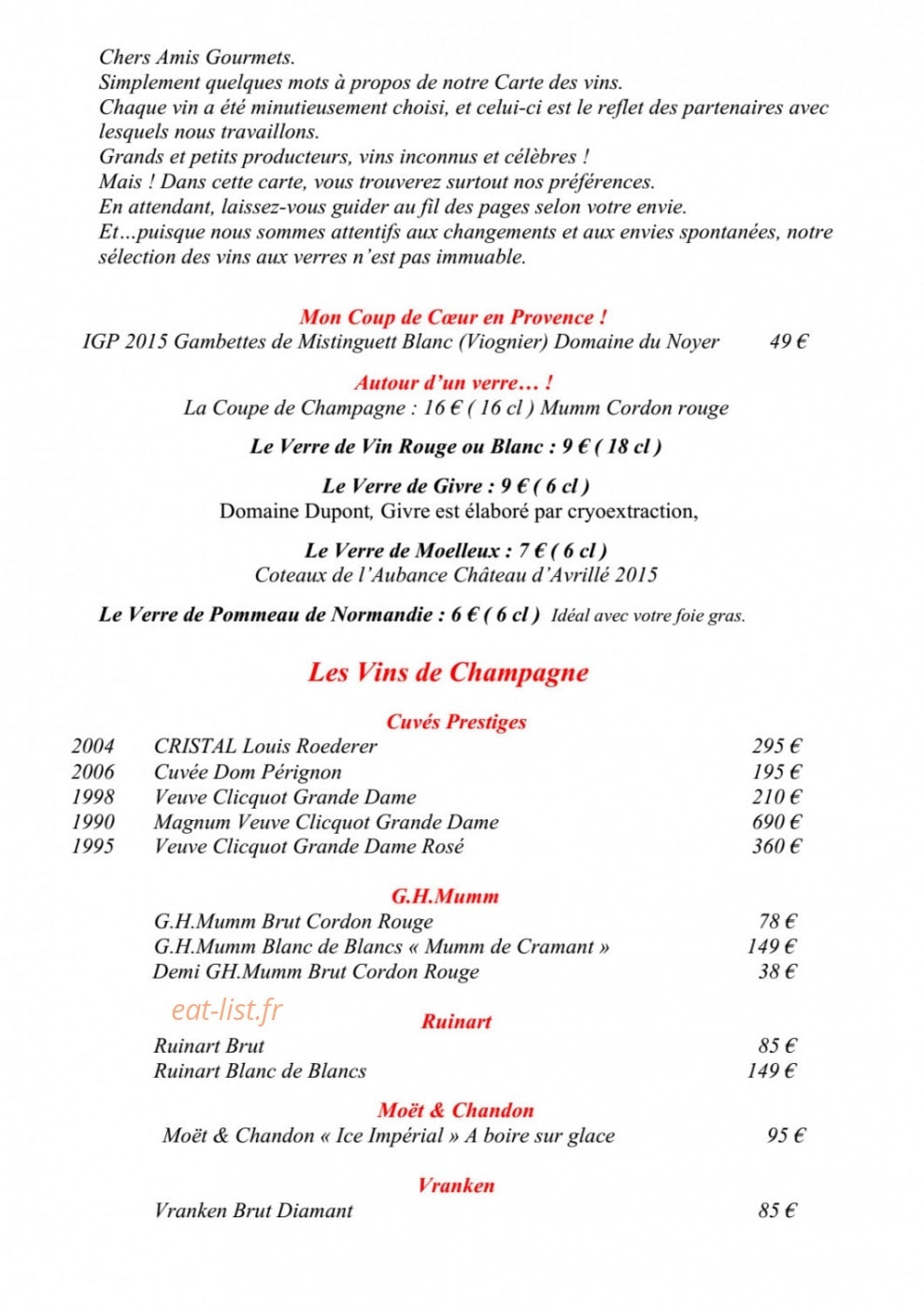 Restaurant raffiné — carte page 3
