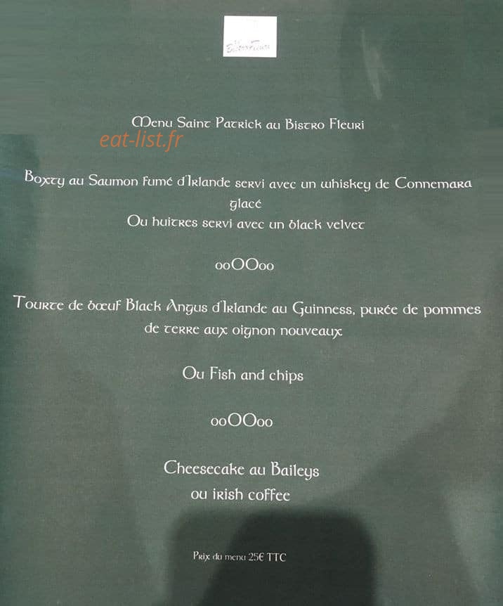 Le Bistro Fleuri — carte page 1