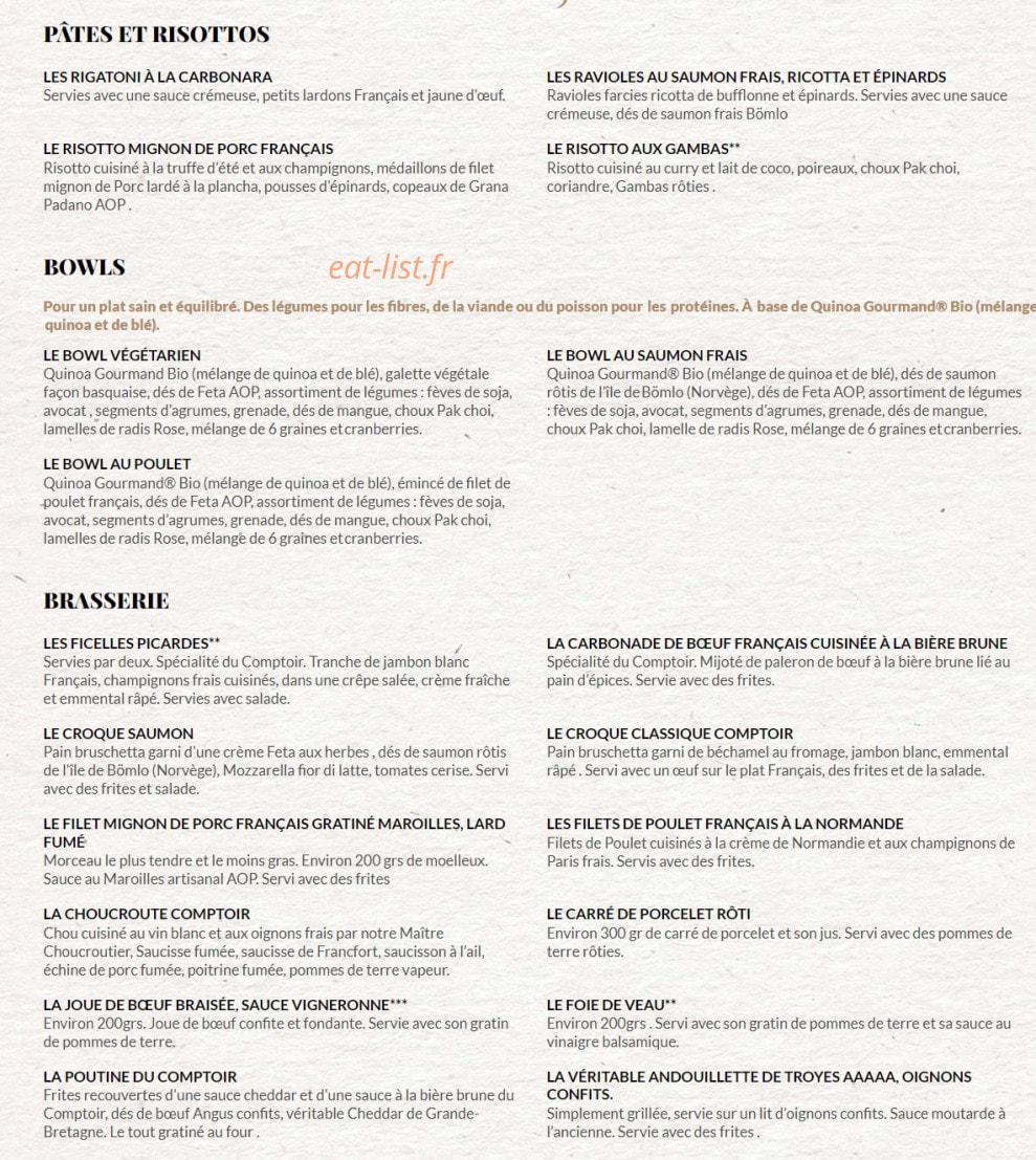 Le Comptoir du Malt — carte page 3